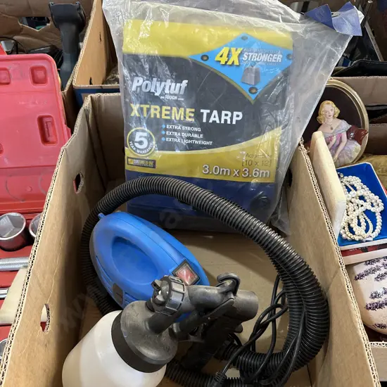 pump, sprayer and tarp