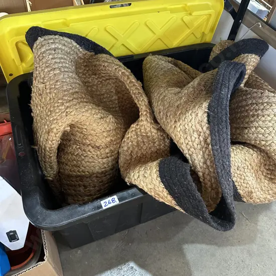 round jute rug plus heavy lidded duty bin