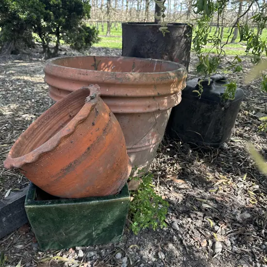 Planters and drum (damage to large planter)