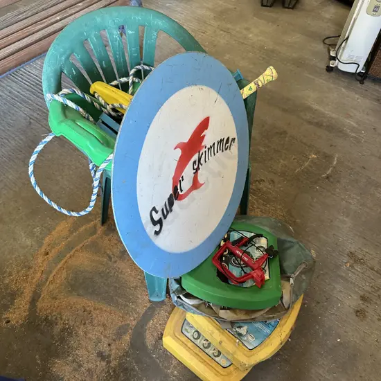 skim board, snow chains, swing seat etc