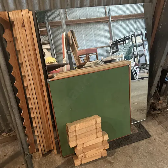 card table, mirror, wine rack