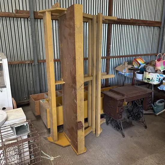 woodwork bench and 2 x shelves (bench on its end)