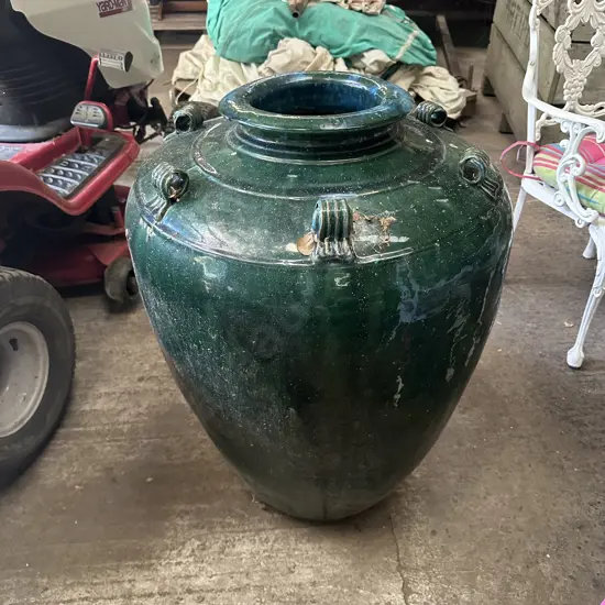 large planter ( 1 broken applied decorative piece)