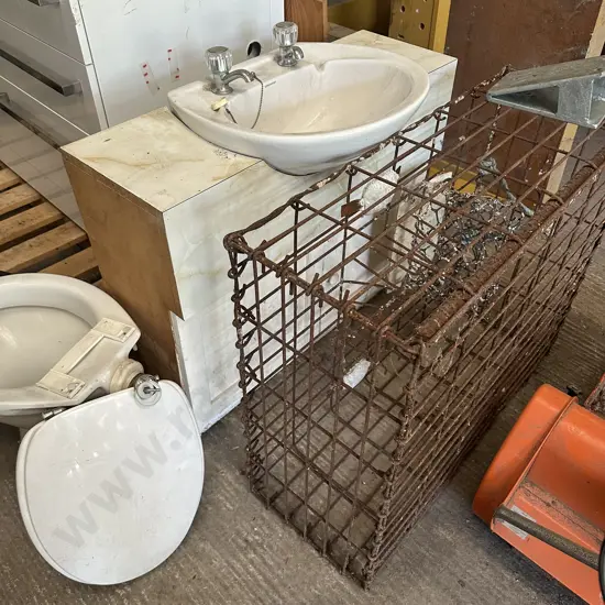 large cray pot, sink and tiolet