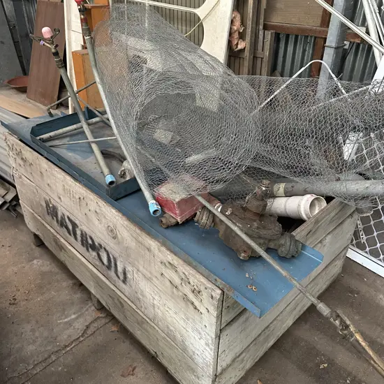 bin lot inc sprinklers, netting, valves, pipe, taps etc