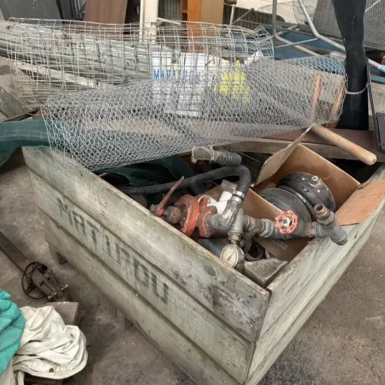 bin lot inctools, netting, drum pump etc