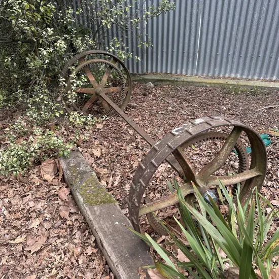 Garden art - axel and wheels
