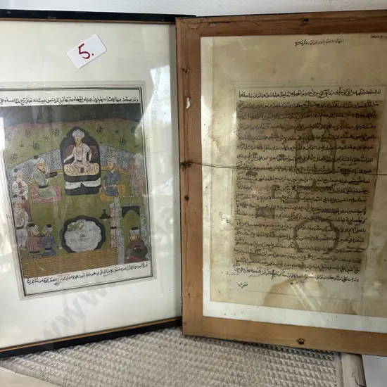 Pr of  unusual prints with inscription on reverse