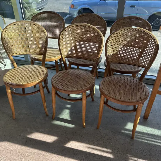 Set 6 rattan bentwood chairs