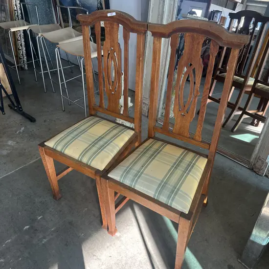 Pr Oak dining chairs