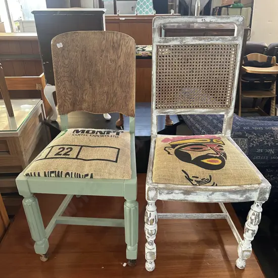2 x shabby chic cafe style chairs