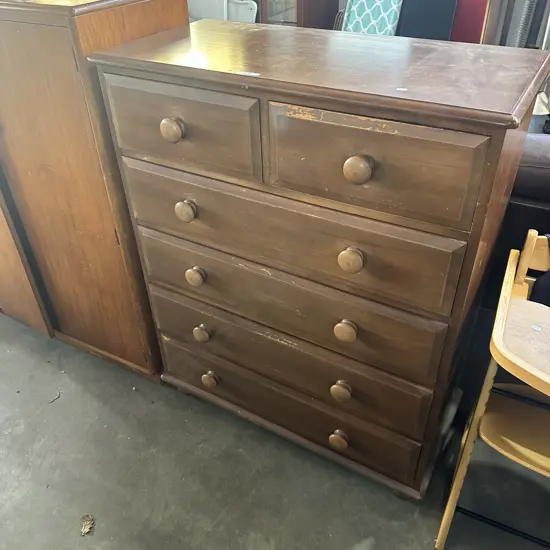 Solid native wood small scotch chest in need of stripping back