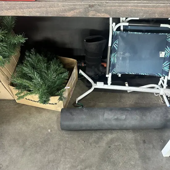 Moon boot, xmas tree, bike racks, roller and deck chair (not prunner)
