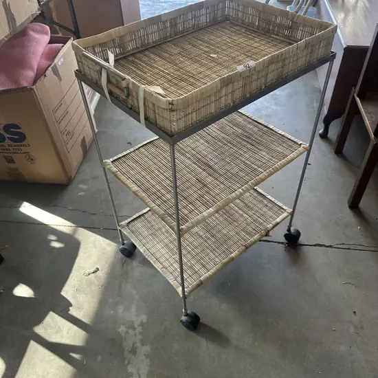 metal framed wicker trolley