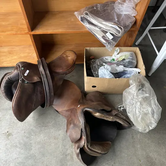 2 saddles and horse tack