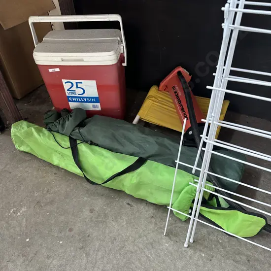 deck chairs, chillibin, clothes horse