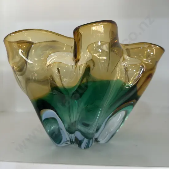 Heavy Art glass bowl  28cm wide