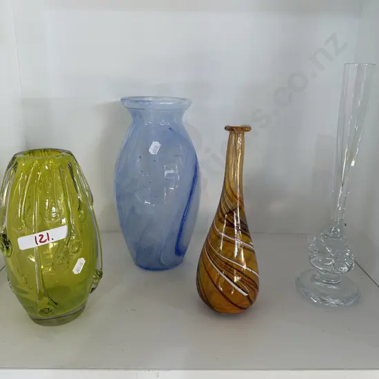 4 Art Glass vases