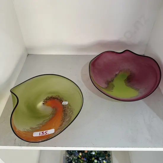 2 De Flute art glass bowls