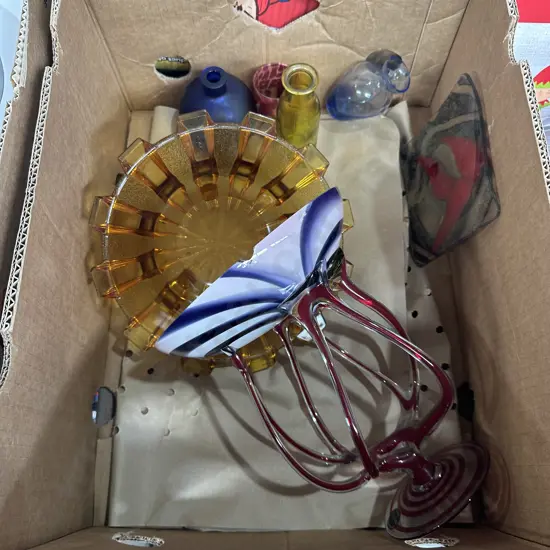 Chipped art glass and collectables