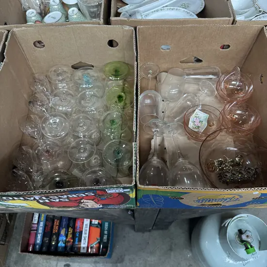 2 Boxes glassware