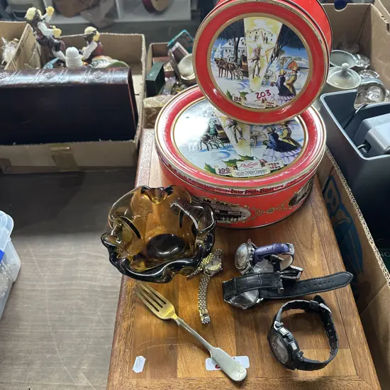 Tins, watches etc