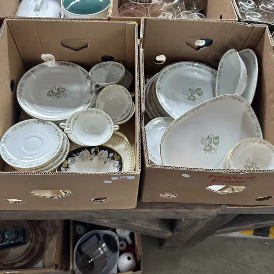 2 Boxes German dinnerware etc