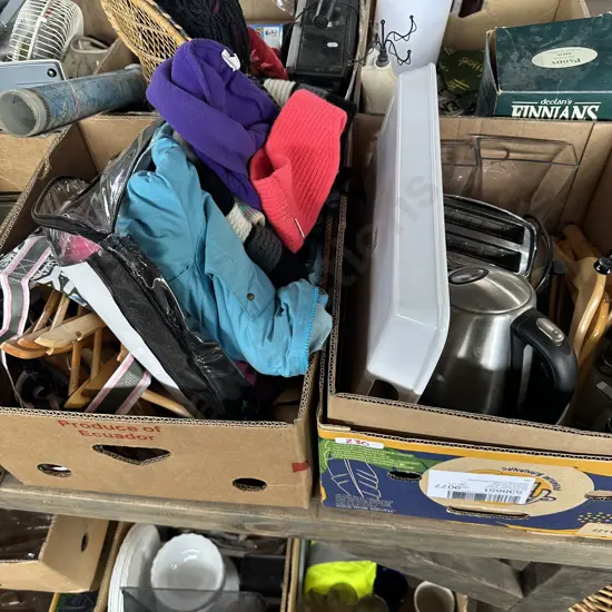 2 Boxes Jug, toaster,vases, coat hangers etc