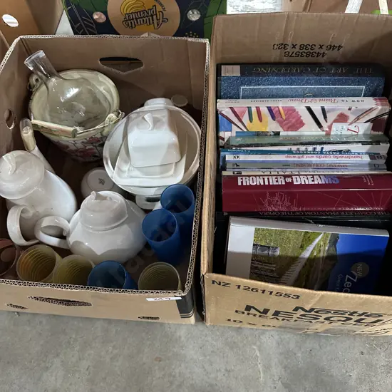 2 Boxes of books, china etc