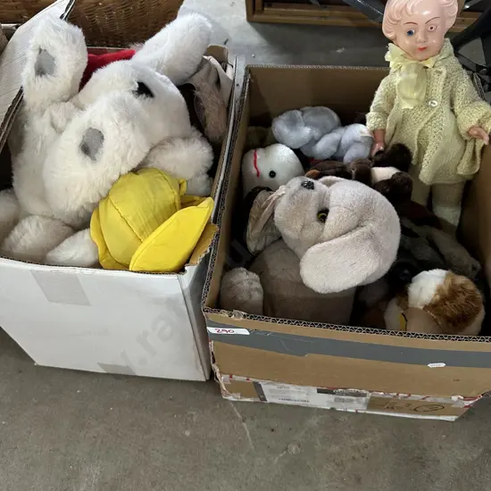 2 boxes of soft toys