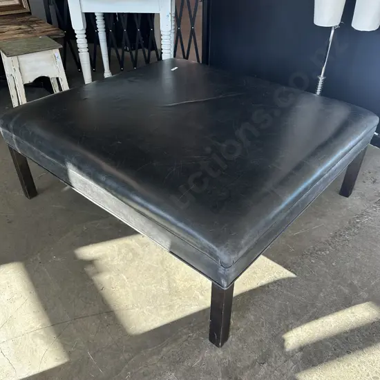 Large leather ottoman 1100 x 1000