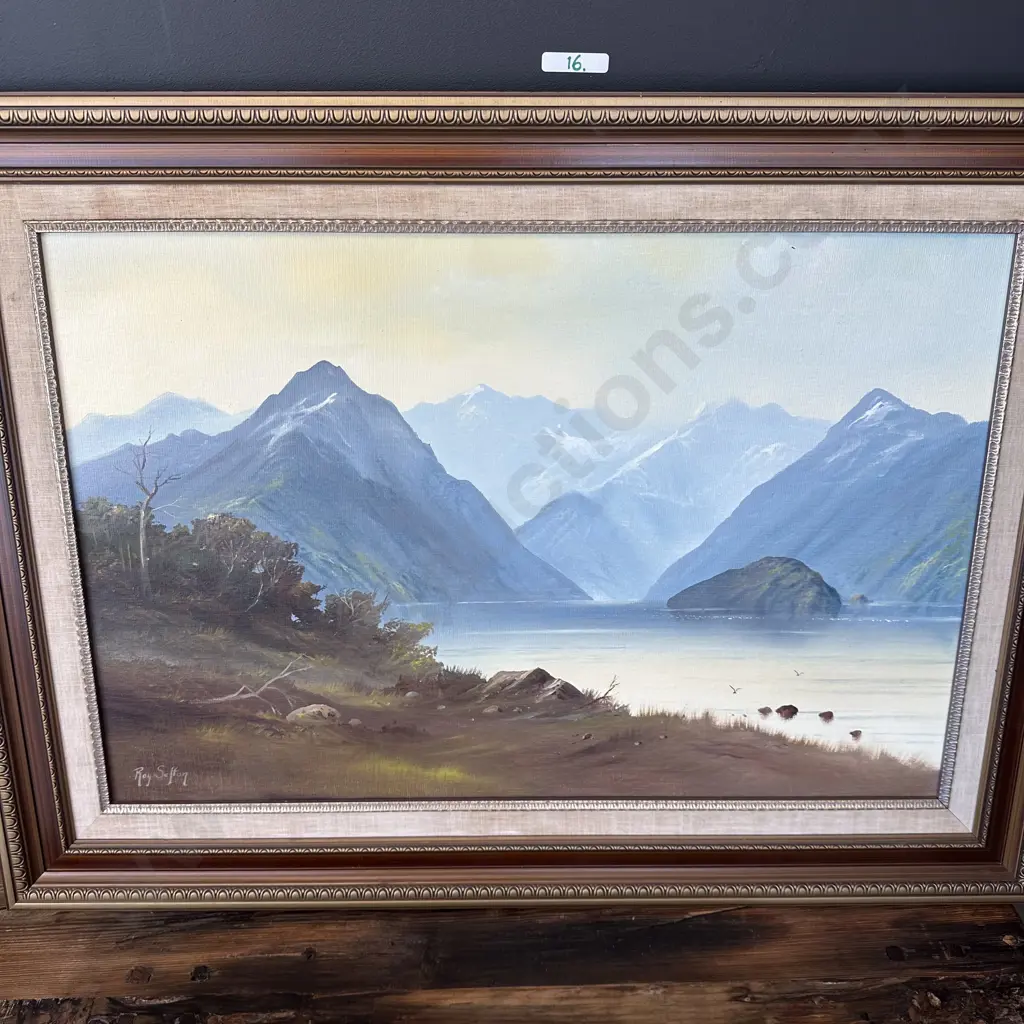 Roy Sefton  oil painting "Evening Light Doubtful Sound" Image 1++