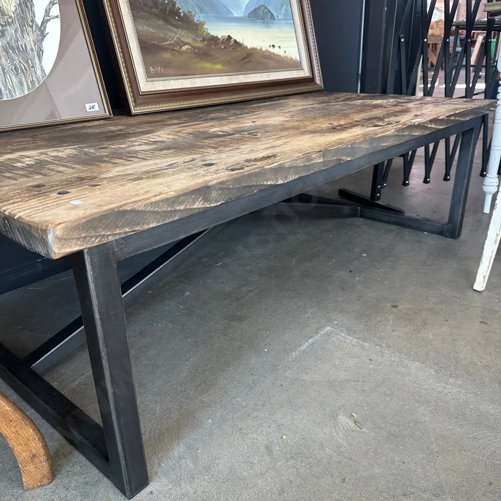 Rustic coffee table with metal base 1500 x 900 Image 1++