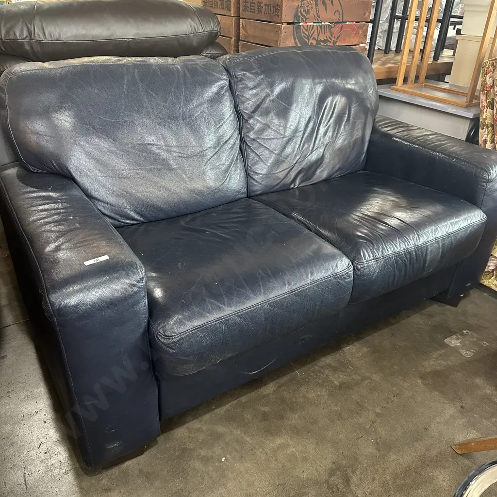 Dark Blue leather sofa Image 1++
