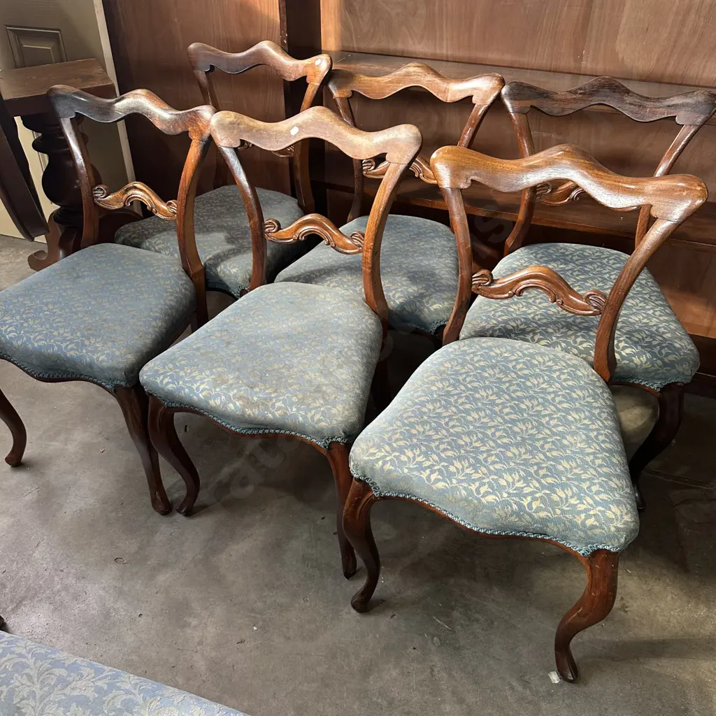 Burr Walnut Antique table c1850 plus 6 chairs Image 1++