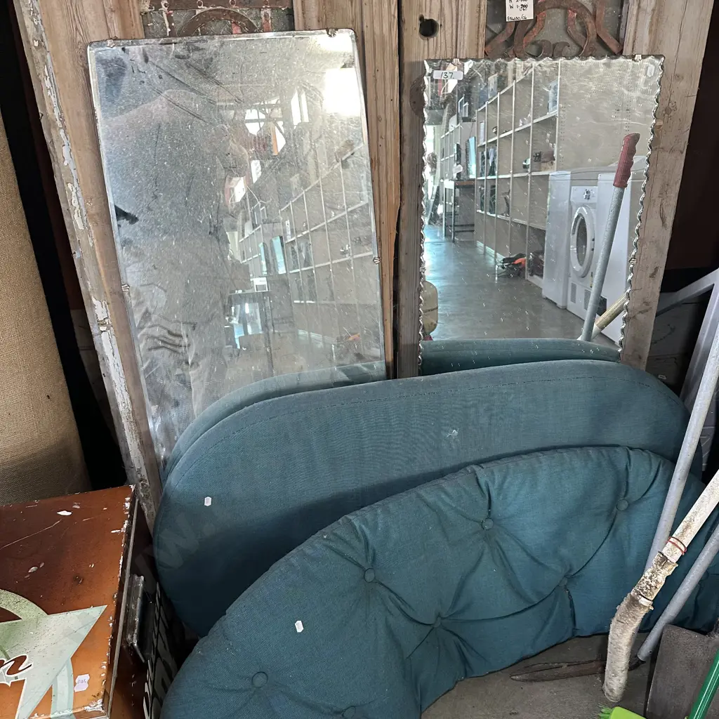 2 vintage mirrors and cane sofa patio cushions Image 1++