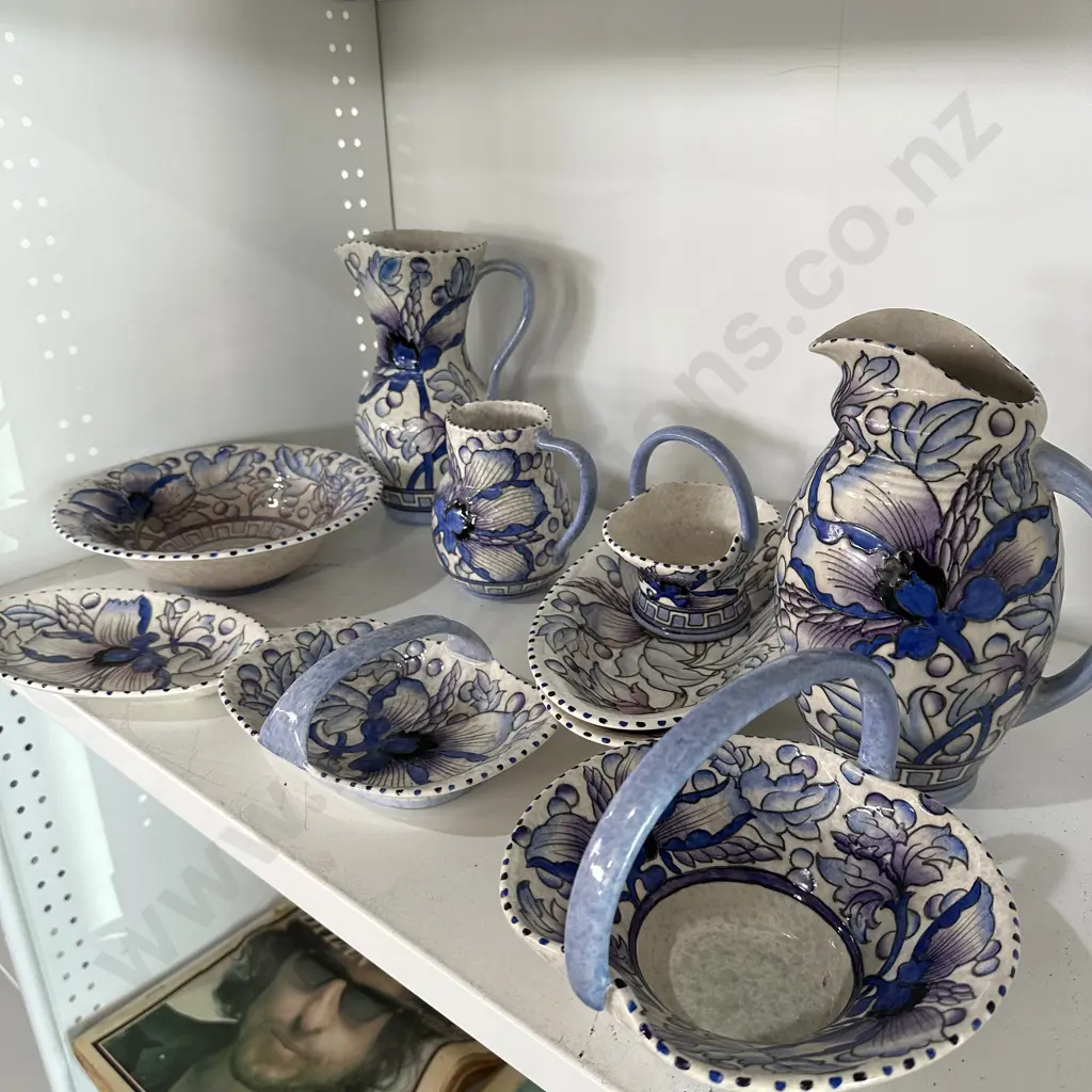 Bursley ware shelf lot, designed by Charlotte Rhead 10 pieces Image 1++