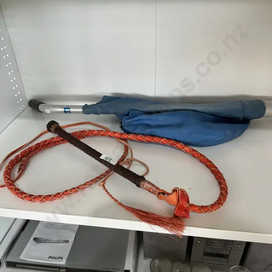 Handmade Australian Bull hide whip &Golf ball collector