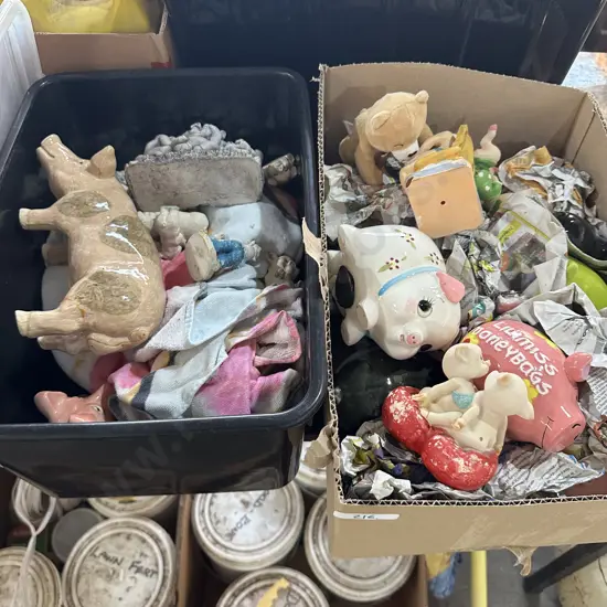 2 Boxes collection of pigs
