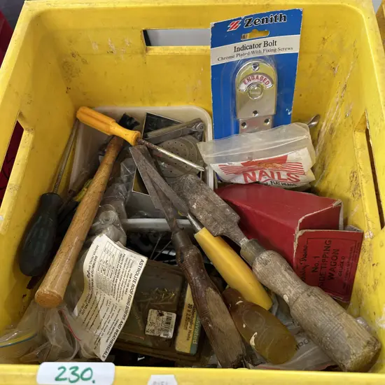 Bin of tools and hardware