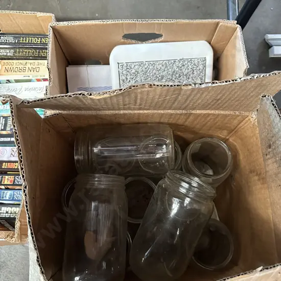 Box of preserving jars etc