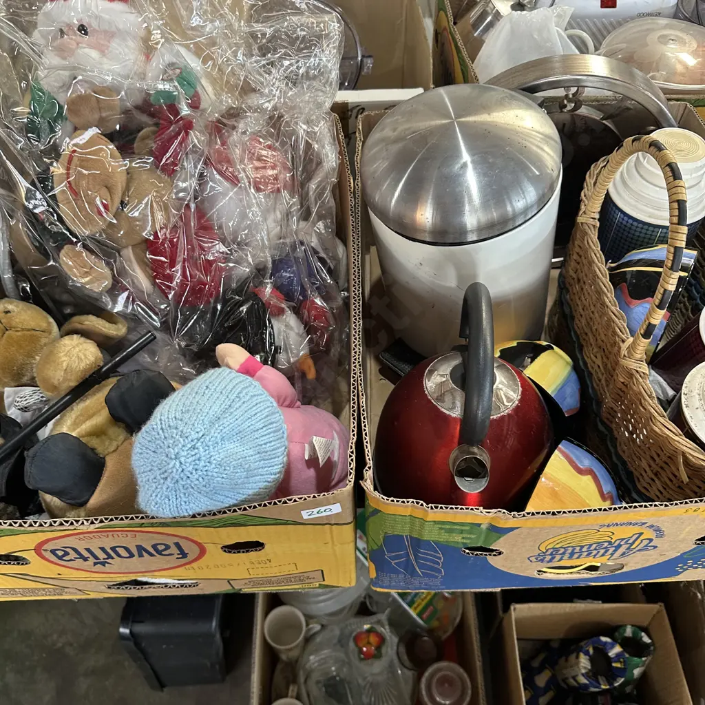 2 Boxes Jug, clock, pedal bin, soft toys etc. Image 1++