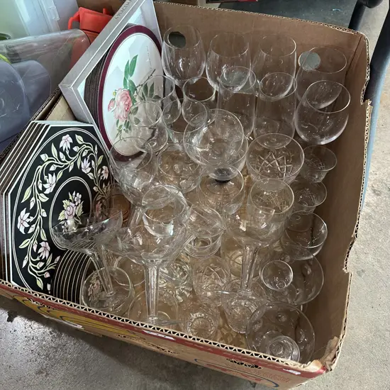 Glassware inc some vintage champagne