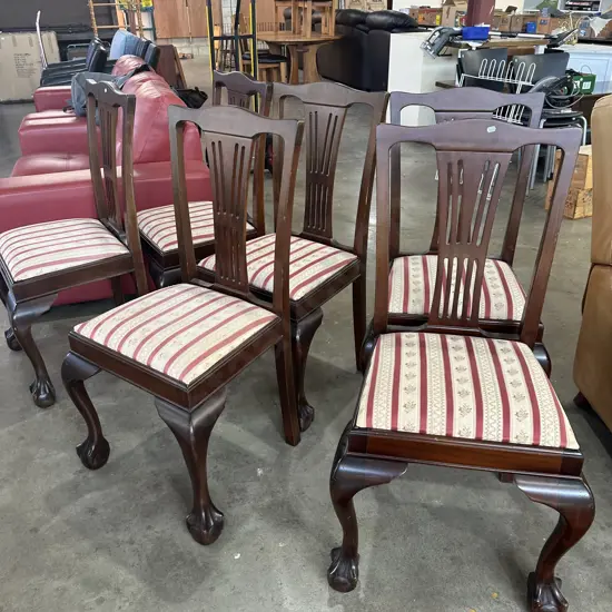 Set 6 Regency stripe claw and ball dining chairs