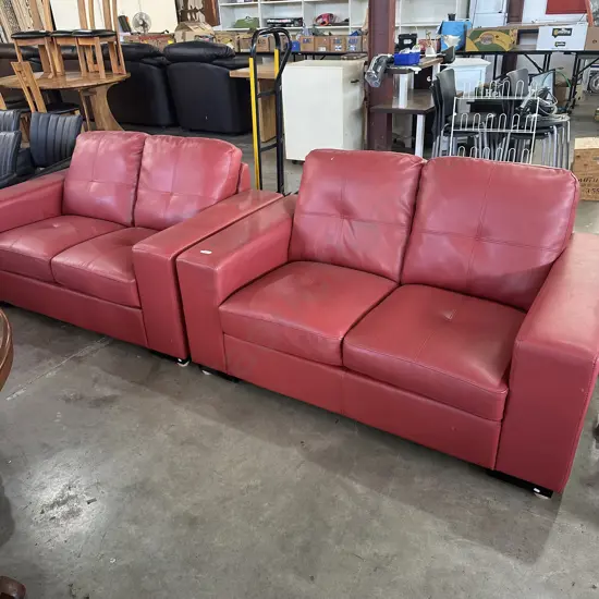 Pr Red Leather sofas