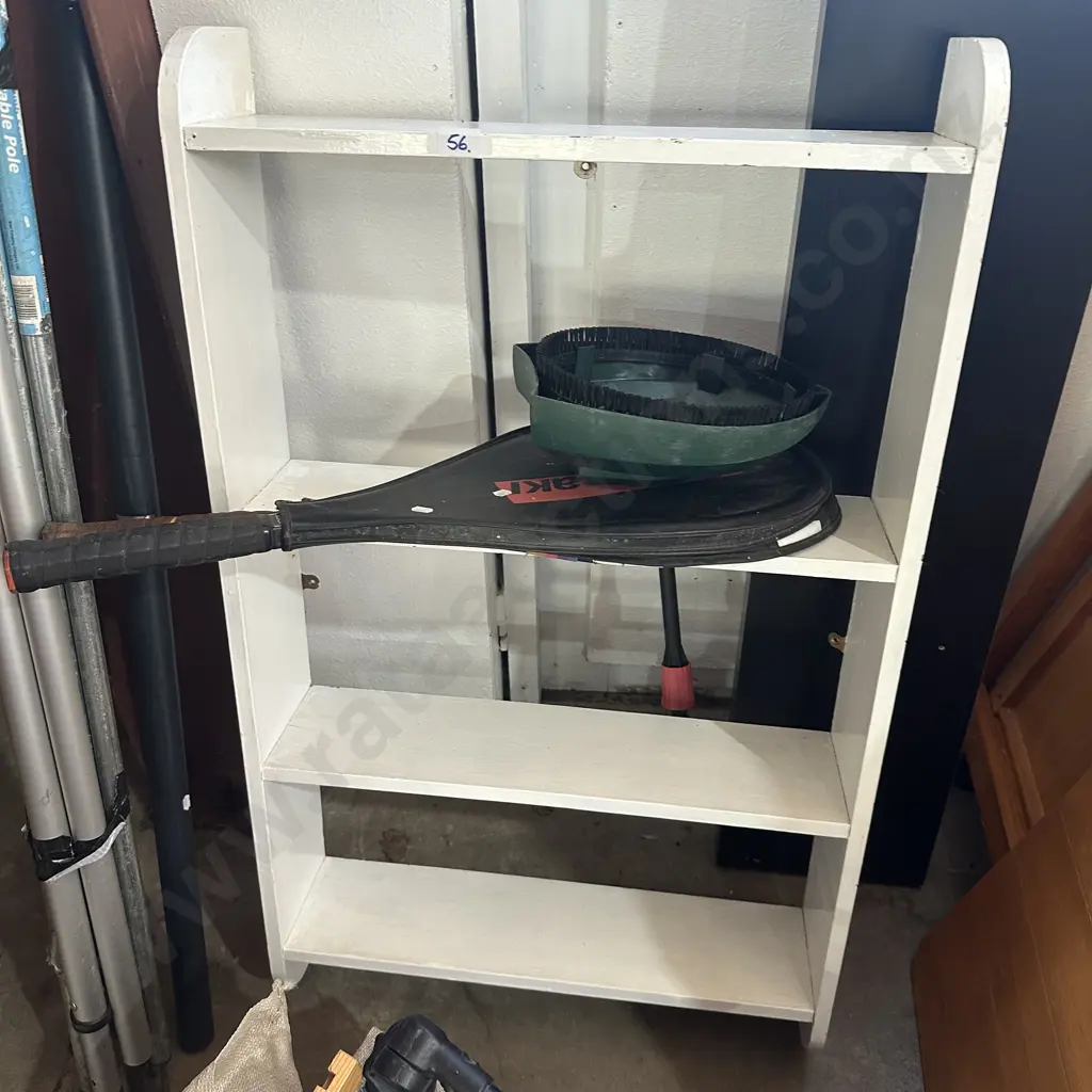 bookshelf, tile cleaning part, rackets Image 1++