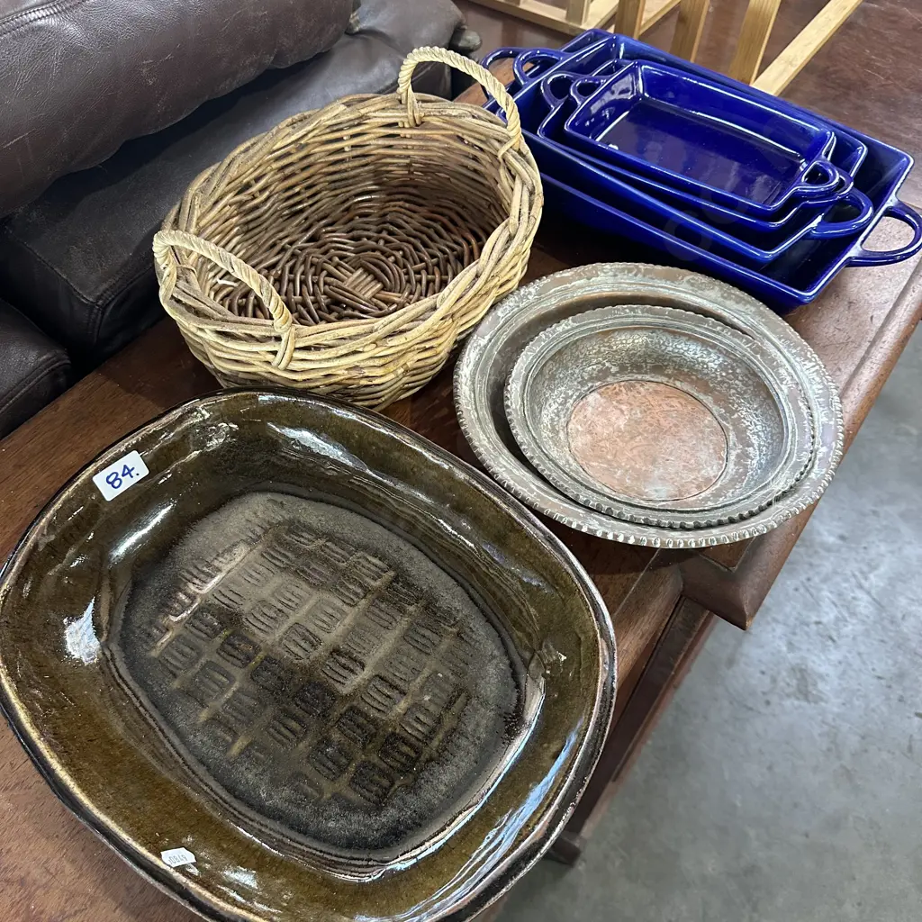 Pottery dishes, wicker etc Image 1++
