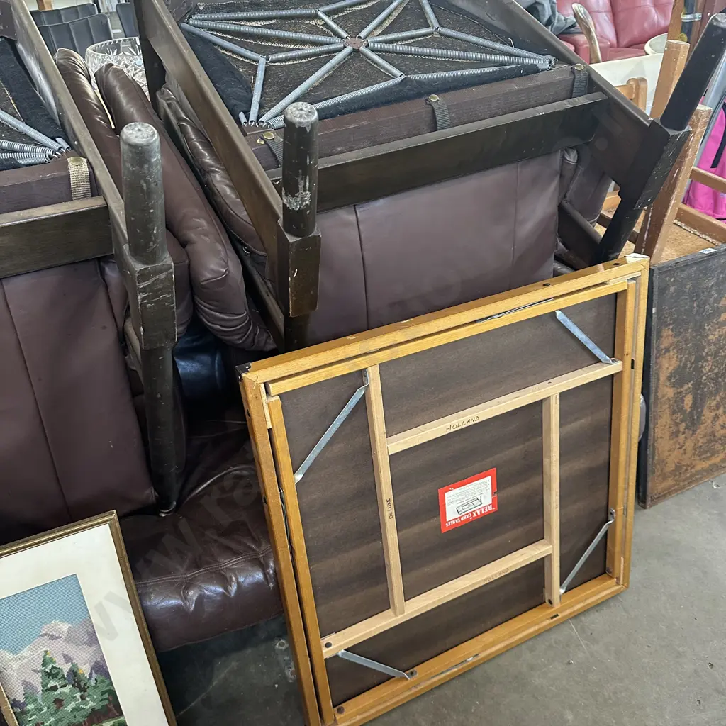 Card table that need felt plus 60s Leather suite Image 1++