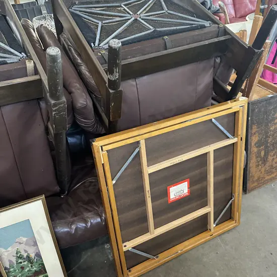 Card table that need felt plus 60s Leather suite