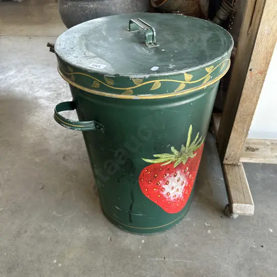 lidded artistic trash can